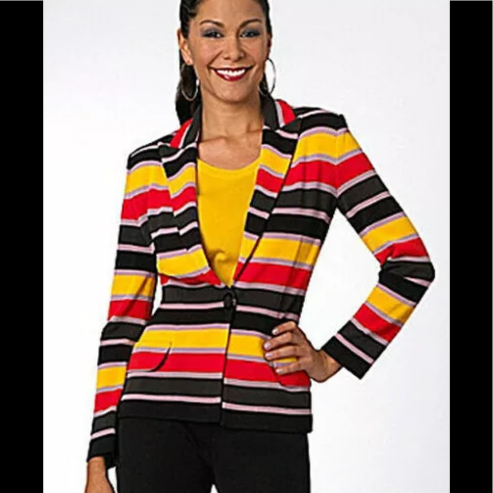 Exclusively Misook “Salsa” Knit Jacket Multi Color Sz M